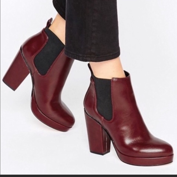 ASOS Burgundy Wine Square Toe Chelsea Boot NWOT - Picture 12 of 13